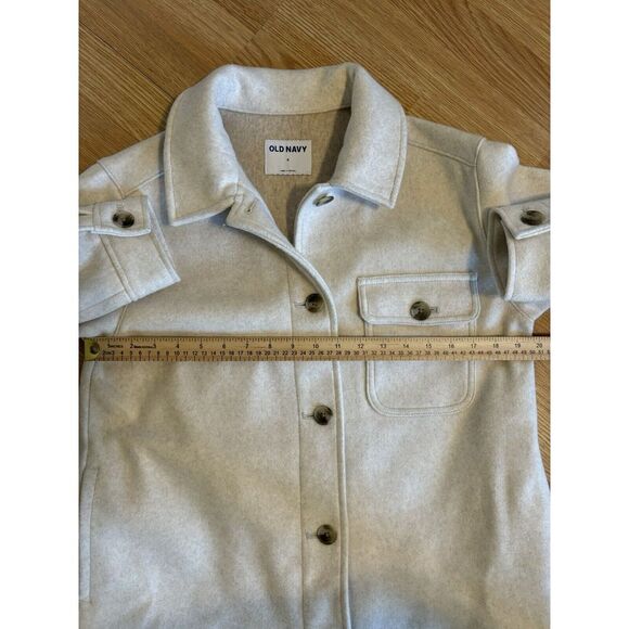 Old Navy Womens Oversized Size Small Cream Oatmeal Shacket With Pockets - Picture 6 of 11